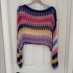 Colorful Open-Knit Women's Sweater